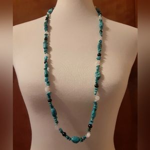 Genuine Amazonite Long Beaded Necklace
